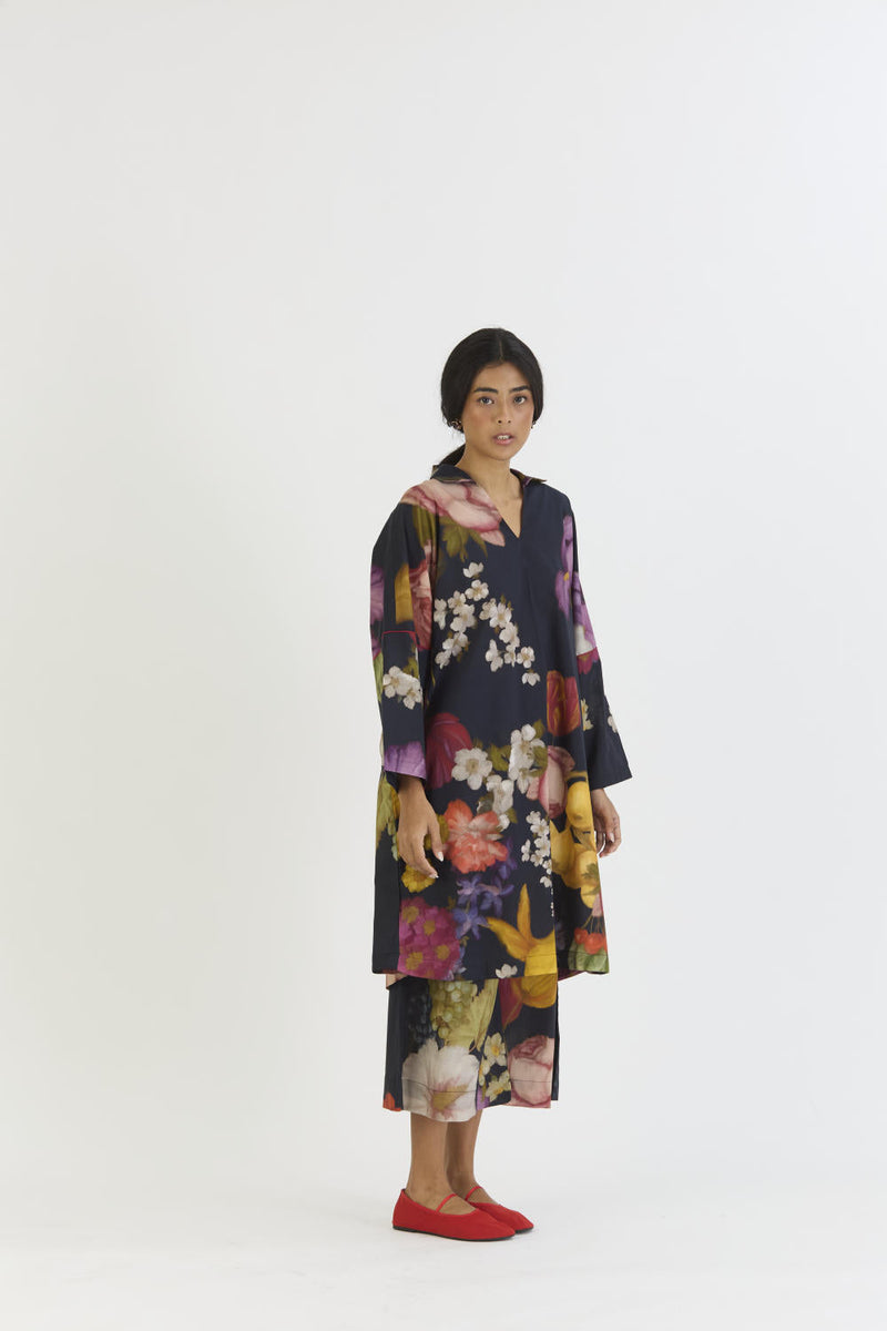 GLORY BLACK COTTON KURTA SET cotton by Yam for women Worldwide