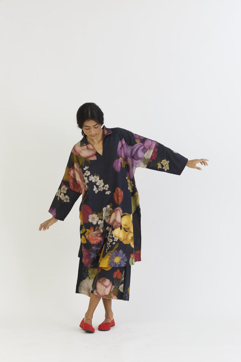 GLORY BLACK COTTON KURTA SET cotton by Yam for women Worldwide