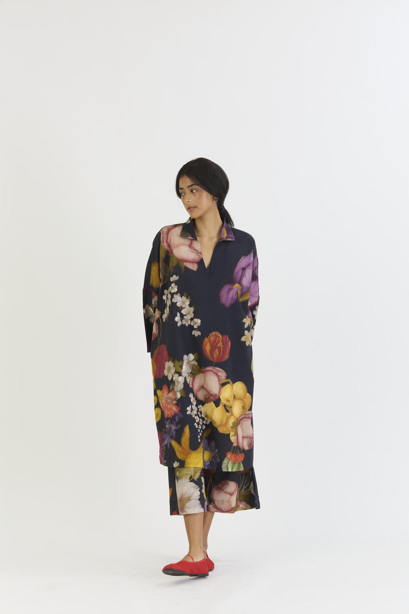 GLORY BLACK COTTON KURTA SET cotton by Yam for women Worldwide