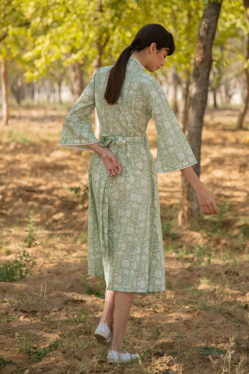 Greener days wrap dress by Marche in green color for women Worldwide