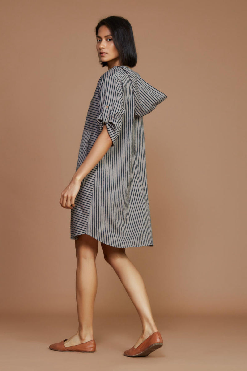 Grey With Charcoal Striped Hooded Co-Ord Set Co-ord Set,Dress by Mati for women Worldwide