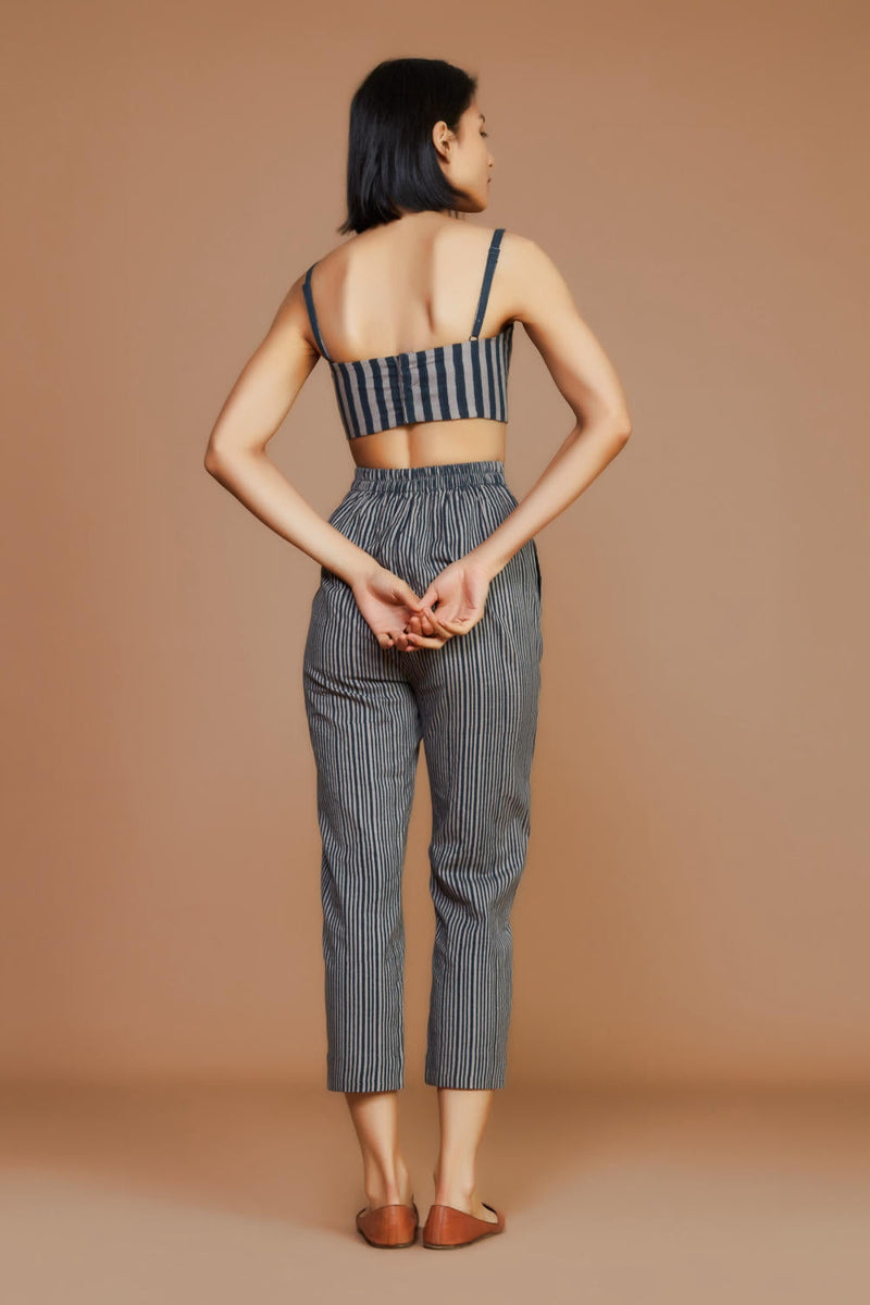 Grey with Charcoal Striped Trench & Corset Co-Ord Set Co-ord Set by Mati for women Worldwide