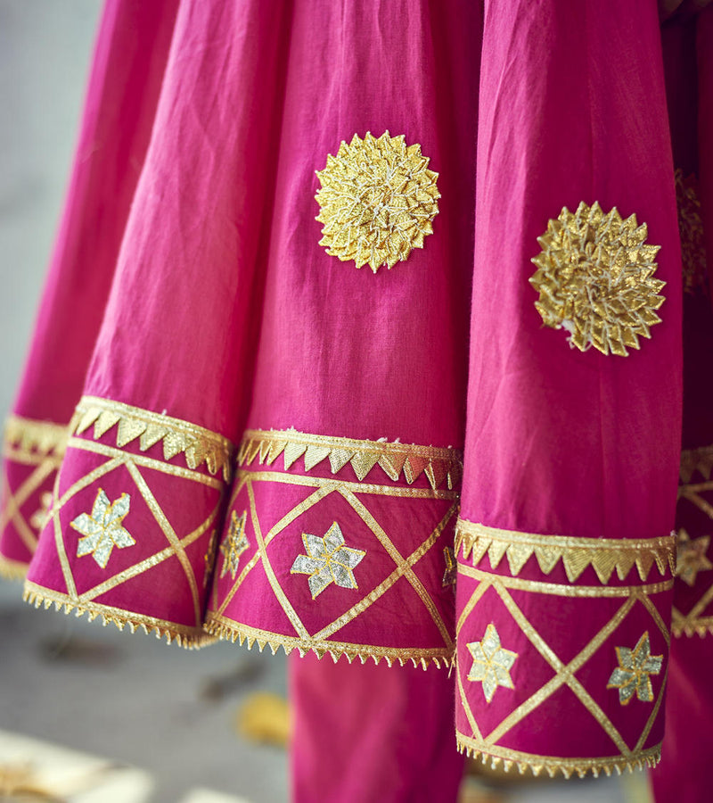 Gulabi Poshak Set by Khara Kapas for women Worldwide
