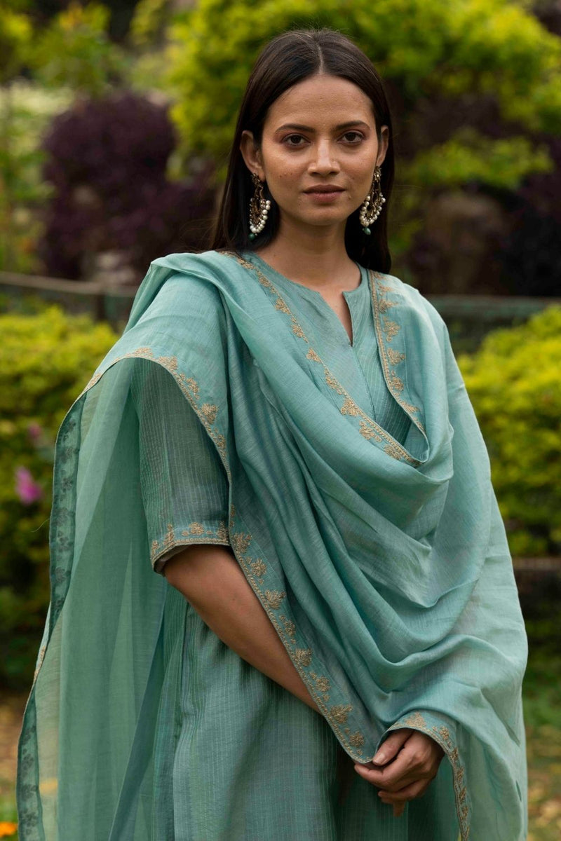 Gulbahaar Sea Green Kurta Set by Priti Prashant for women Worldwide