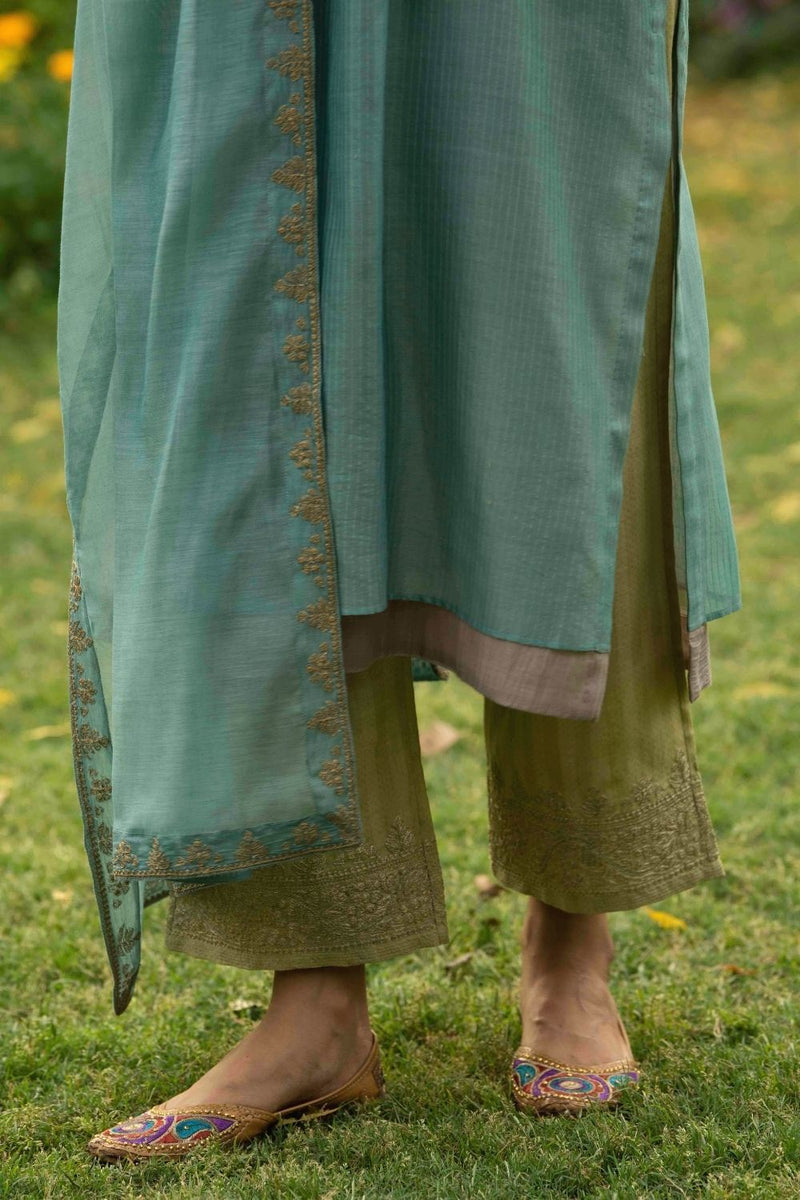 Gulbahaar Sea Green Kurta Set by Priti Prashant for women Worldwide