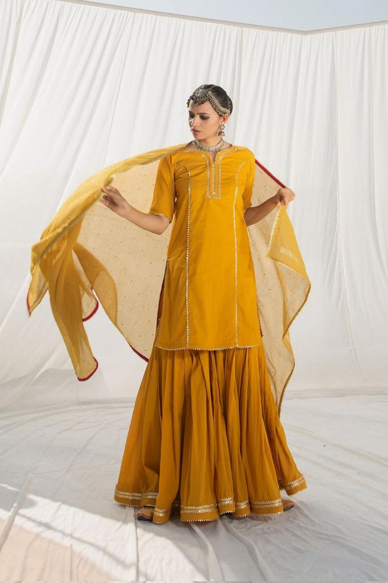Gulbahar Sharara Set Kurta Sets by Khara Kapas for women Worldwide