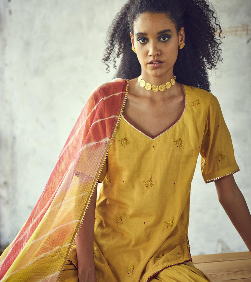 Halda Sharara Set Kurta Sets by Khara Kapas for women Worldwide