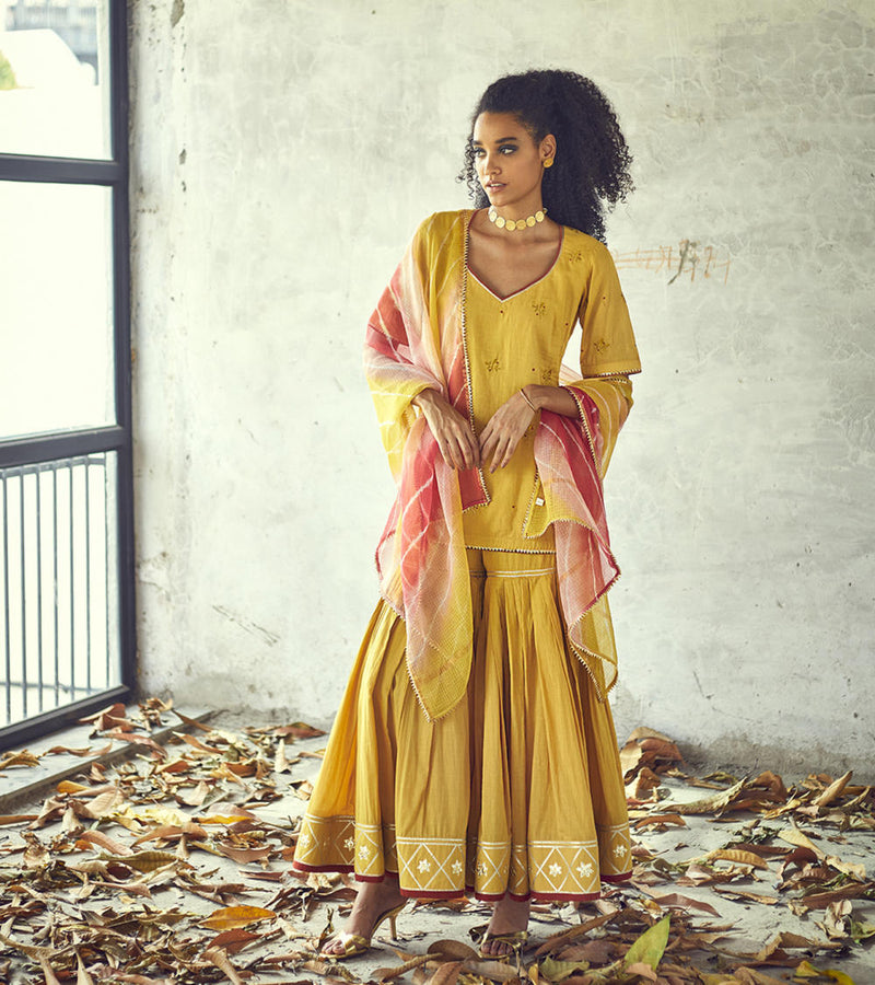 Halda Sharara Set Kurta Sets by Khara Kapas for women Worldwide