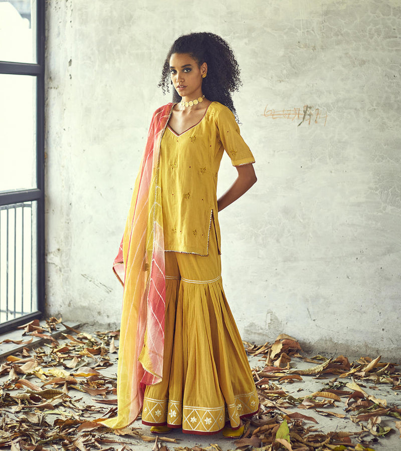 Halda Sharara Set Kurta Sets by Khara Kapas for women Worldwide
