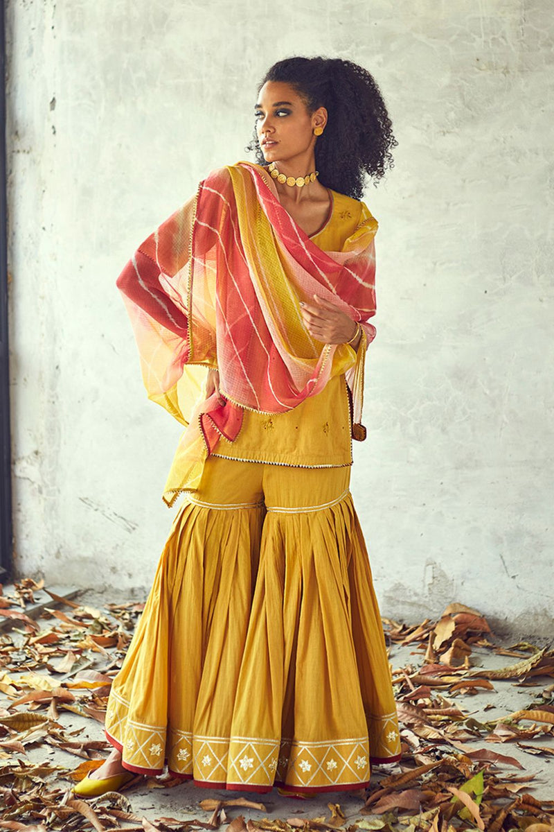 Halda Sharara Set Kurta Sets by Khara Kapas for women Worldwide