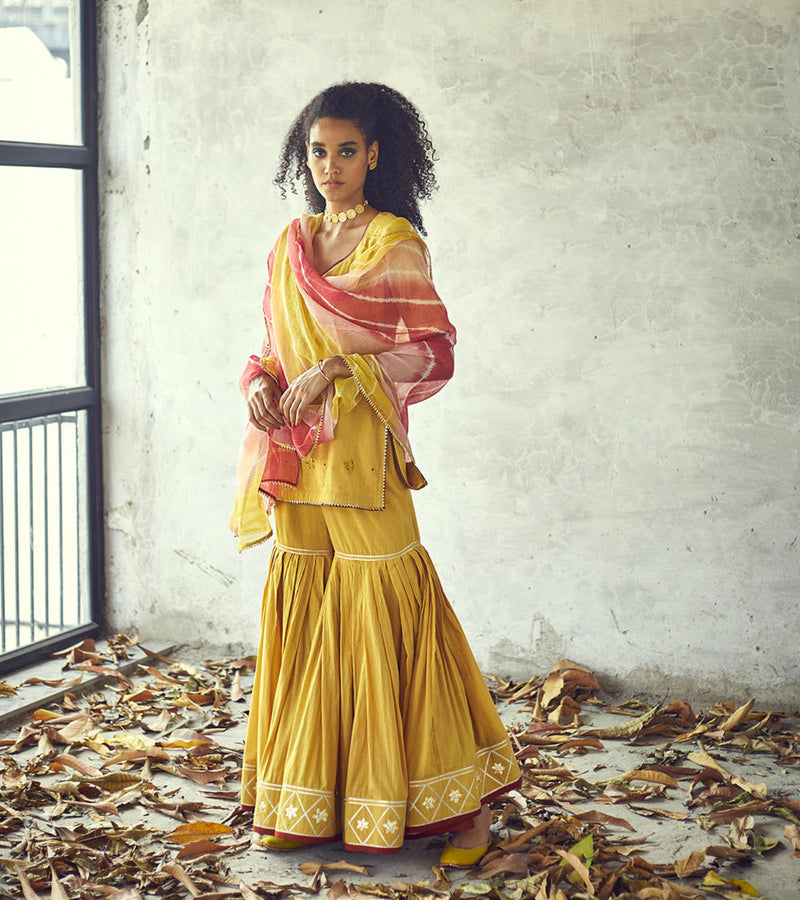 Halda Sharara Set Kurta Sets by Khara Kapas for women Worldwide