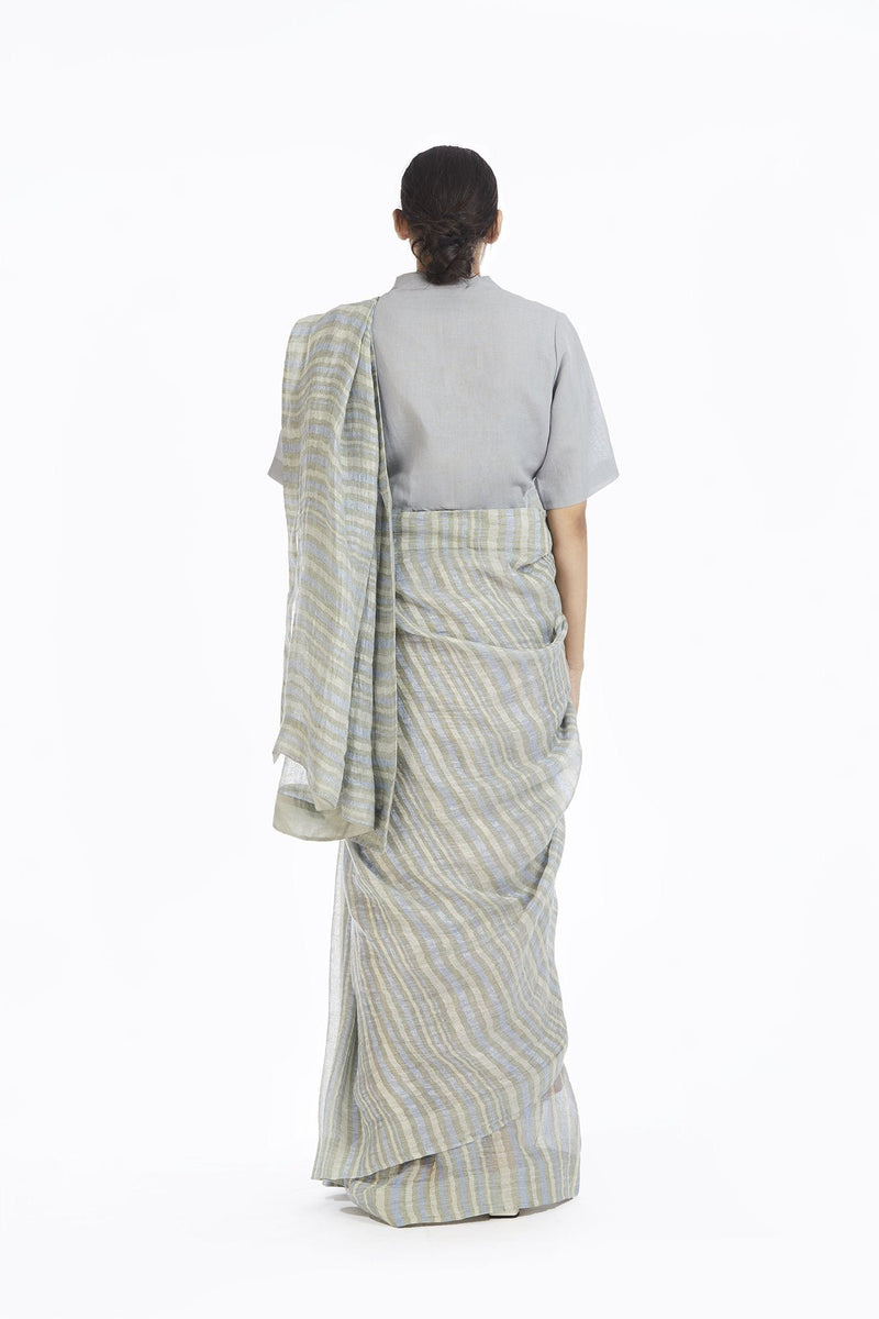 Handwoven African Striped Linen Saree linen by Akaaro for women Worldwide