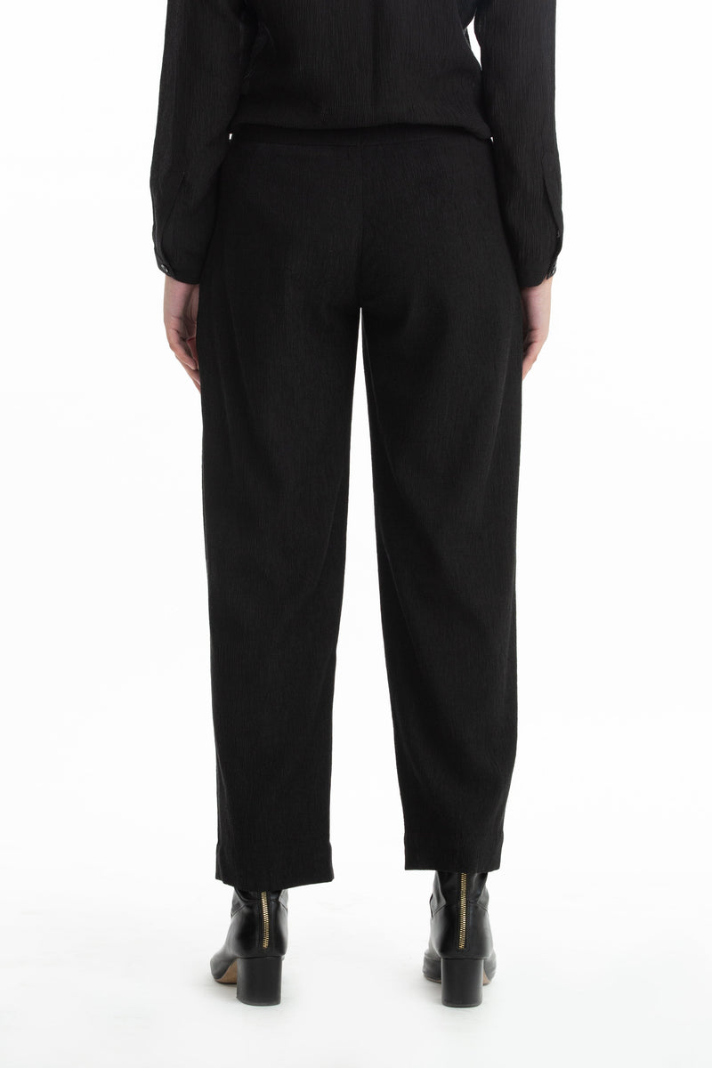 Handwoven Balck Pintuck Panelled Trousers by Akaaro for women Worldwide