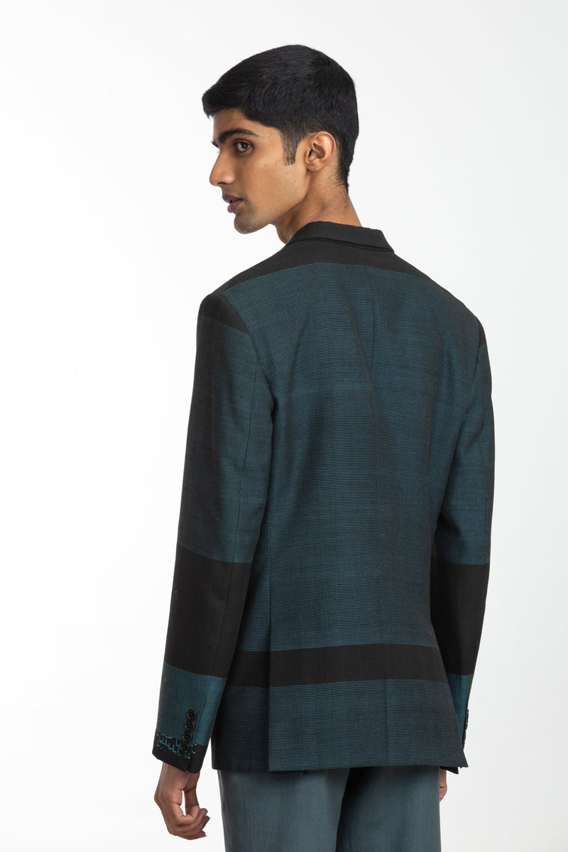 Handwoven Black Blue Bird Jacket by Akaaro Men for men Worldwide