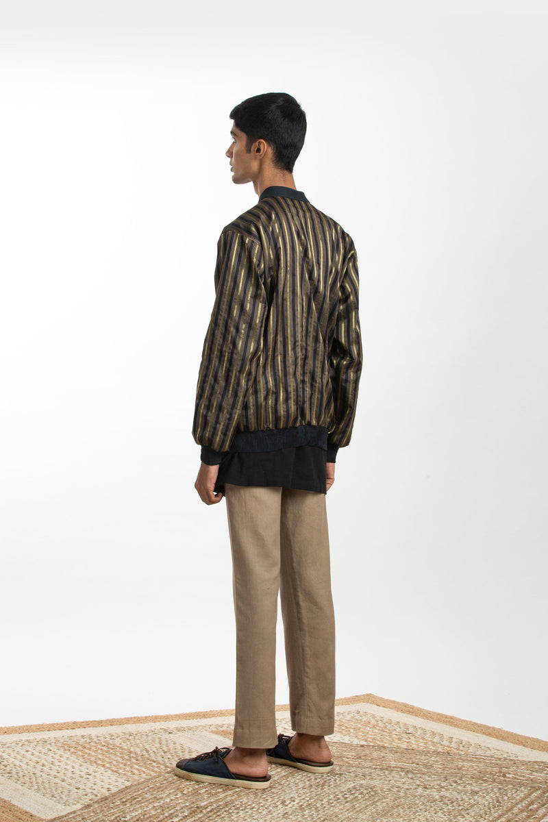 Handwoven Black Brown Bomber Jacket by Akaaro Men for men Worldwide
