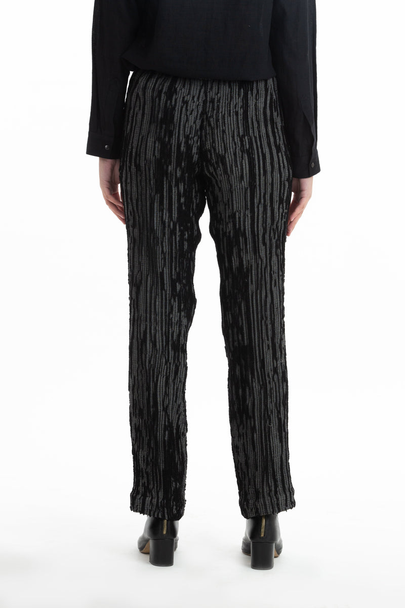 Handwoven Black Grey Merino Wool Straight Trouser by Akaaro for women Worldwide