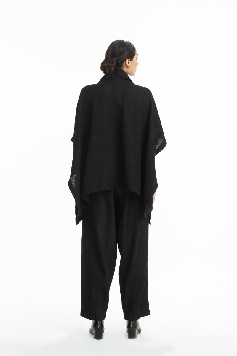 Handwoven Black Marino Wool Cape by Akaaro for women Worldwide