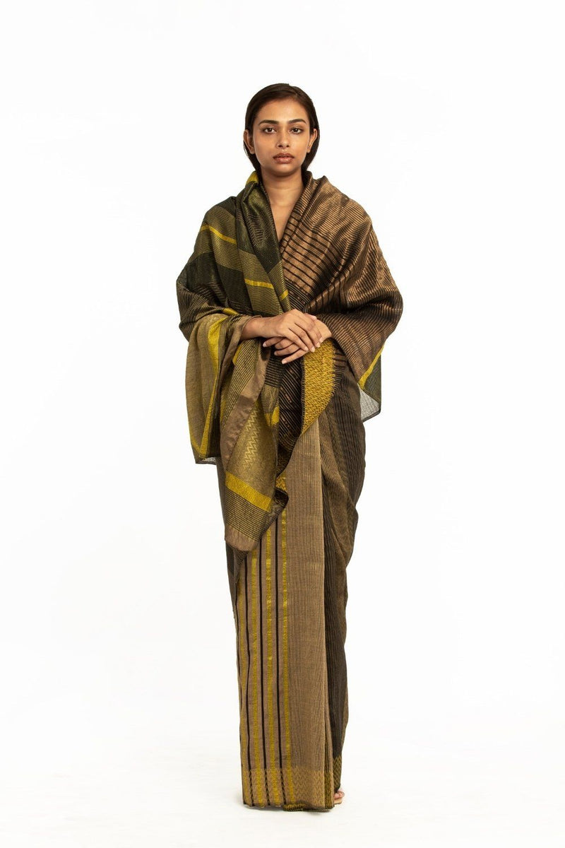 Handwoven Black Meen Saree by Akaaro for women Worldwide