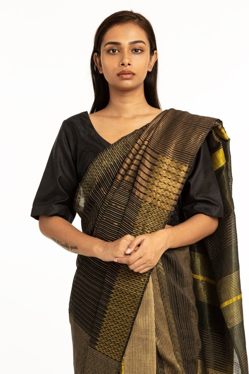 Handwoven Black Meen Saree by Akaaro for women Worldwide