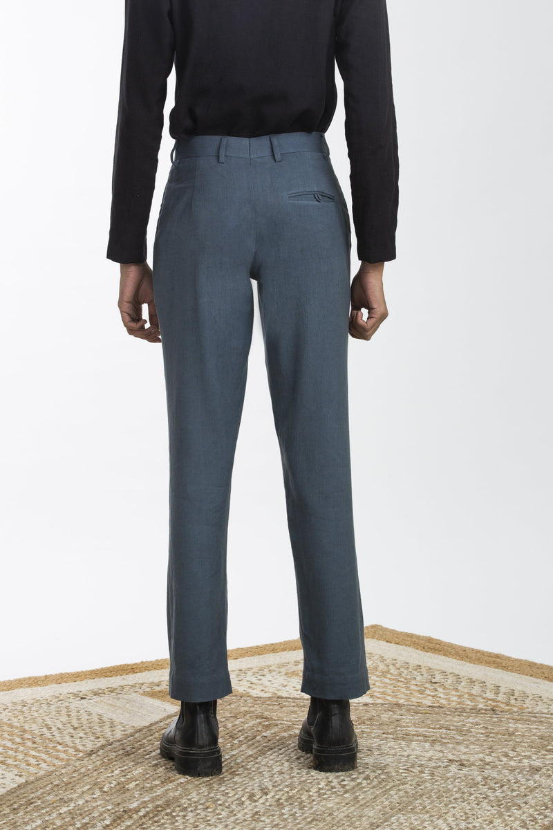 Handwoven Blue Straight Trouser by Akaaro Men for men Worldwide