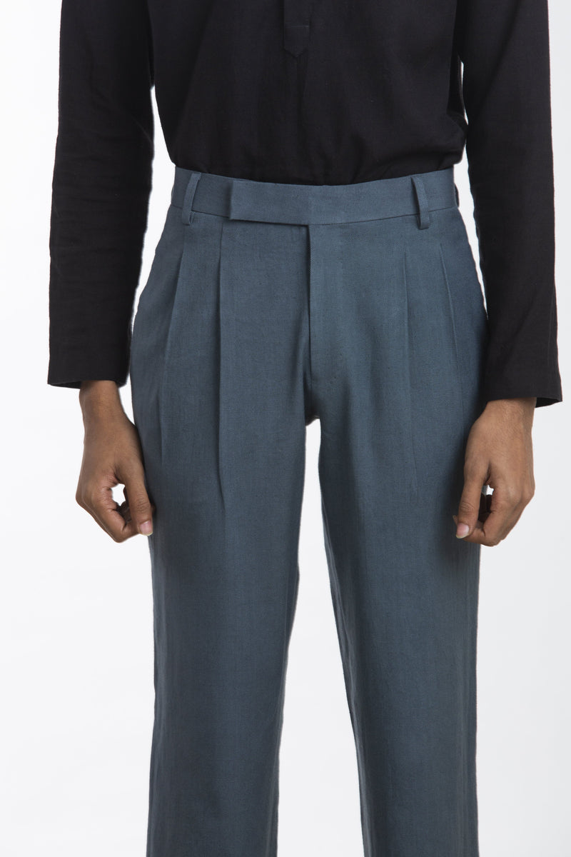Handwoven Blue Straight Trouser by Akaaro Men for men Worldwide