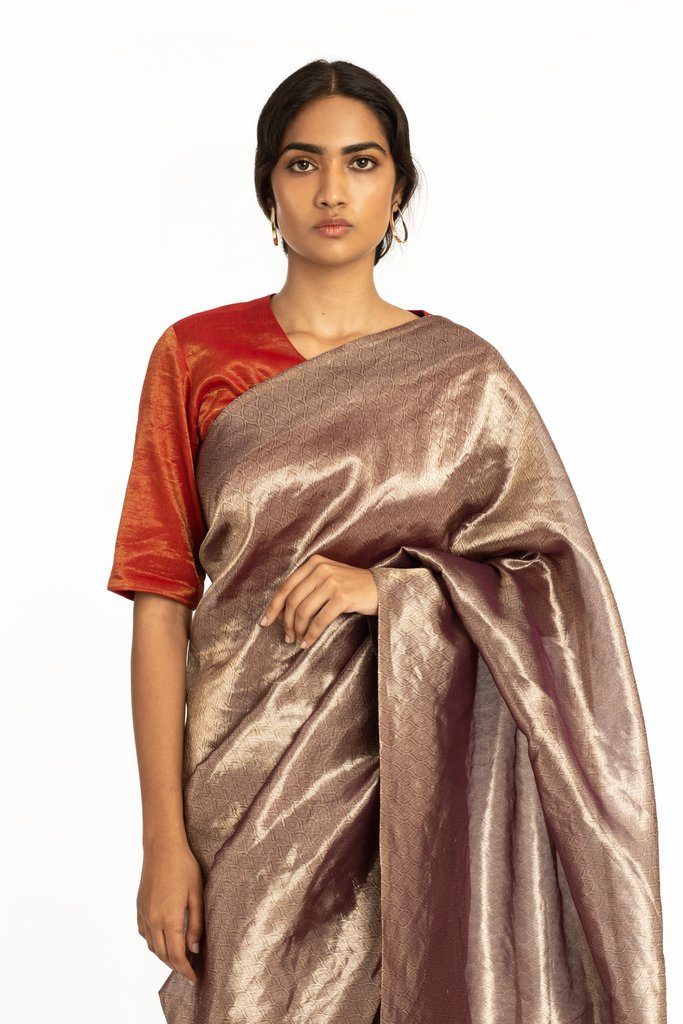 Handwoven Electric Purple Textured Saree by Akaaro for women Worldwide
