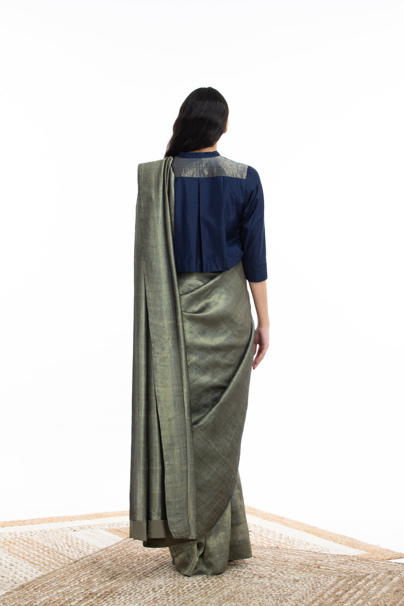 Handwoven Gold Crack Metallic Saree by Akaaro for women Worldwide