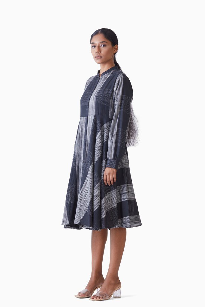 Handwoven Ikat Flare Dress by Akaaro for women Worldwide