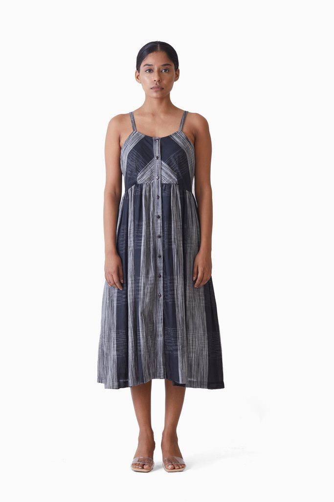 Handwoven Ikat Flare Strap Dress by Akaaro for women Worldwide