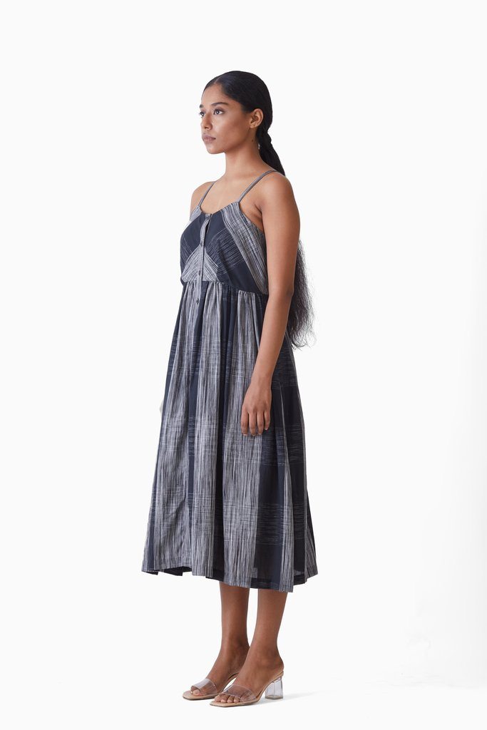 Handwoven Ikat Flare Strap Dress by Akaaro for women Worldwide