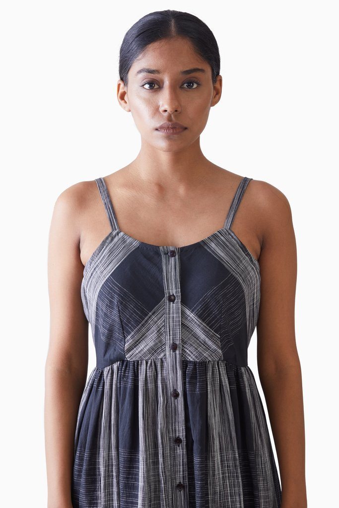 Handwoven Ikat Flare Strap Dress by Akaaro for women Worldwide