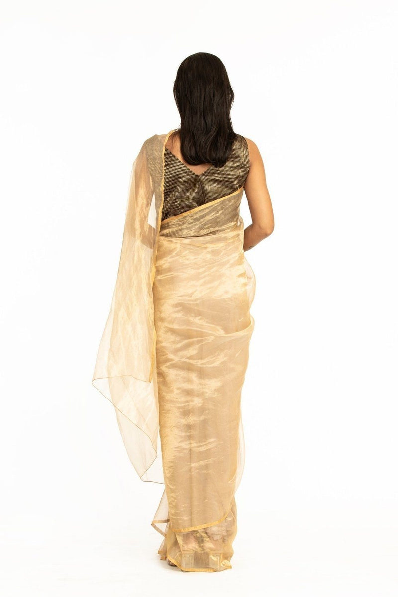 Handwoven Liquid Molten Ecru Metallic Saree by Akaaro for women Worldwide