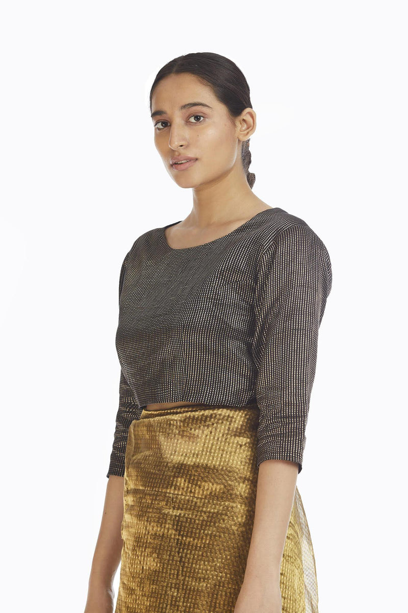 Handwoven Liquid Molten Gold Textured Metallic Saree by Akaaro for women Worldwide