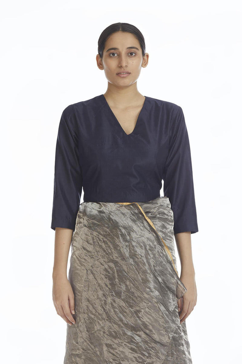 Handwoven Liquid Molten Silver Metallic Saree by Akaaro for women Worldwide