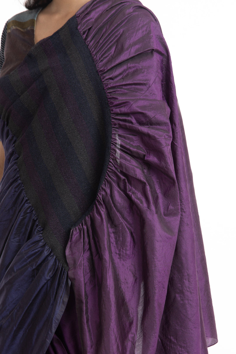 Handwoven Purple Blue Kinji Palla Saree by Akaaro for women Worldwide