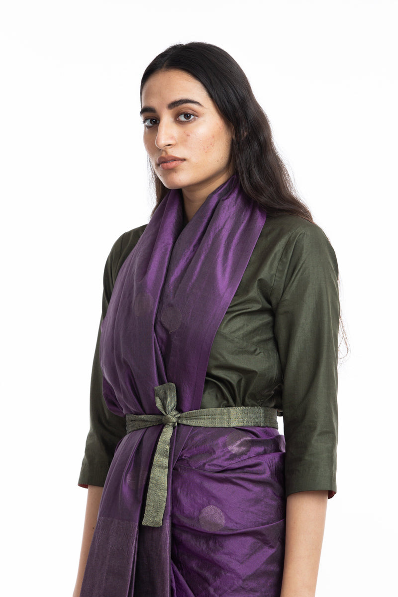 Handwoven Purple Circle Silk Saree by Akaaro for women Worldwide
