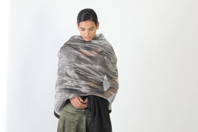 Handwoven Silver Black Metallic Dupatta by Akaaro for women Worldwide