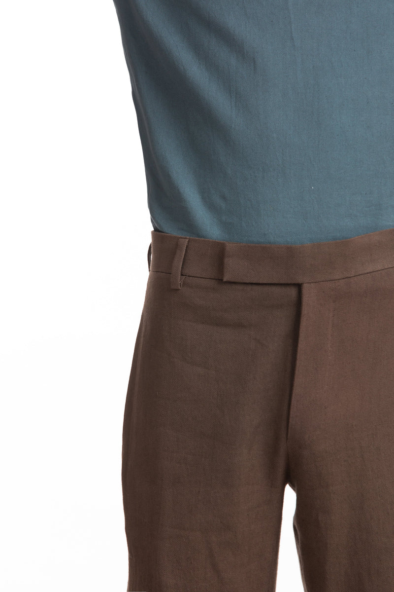 Handwoven Straight Brown Trouser by Akaaro Men for men Worldwide