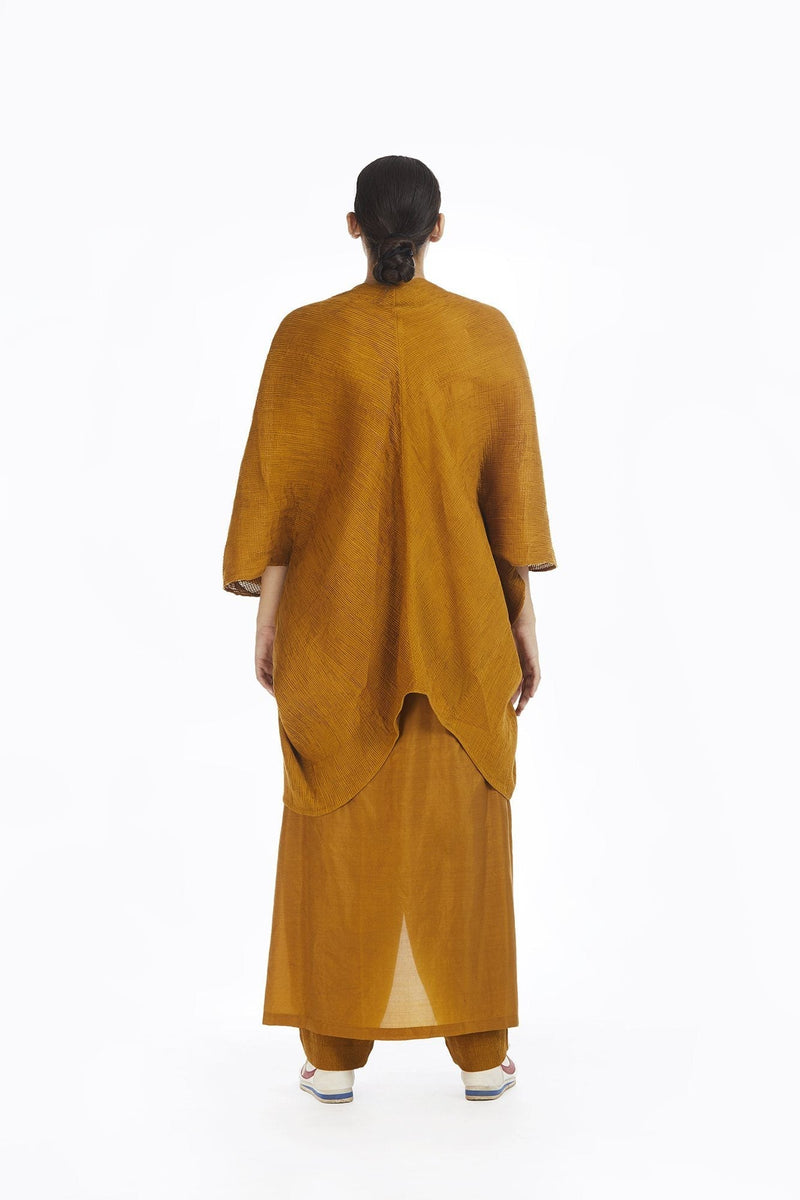 Handwoven Yellow Crinkle Wrap Around Trousers by Akaaro for women Worldwide