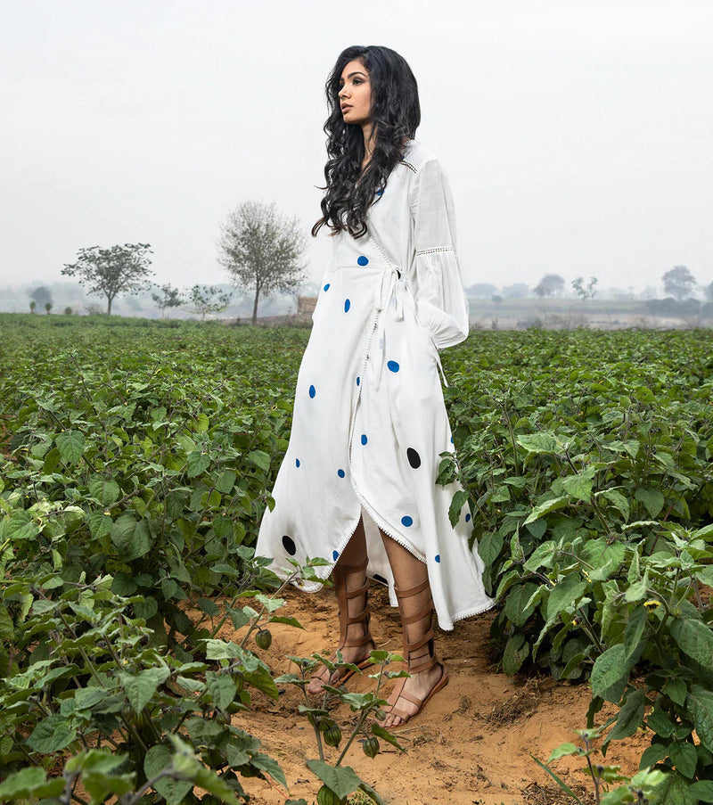 Happy Place Dress by Khara Kapas in white for women Worldwide