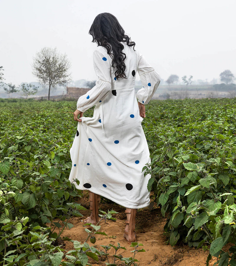 Happy Place Dress by Khara Kapas in white for women Worldwide