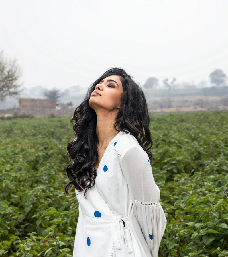 Happy Place Dress by Khara Kapas in white for women Worldwide