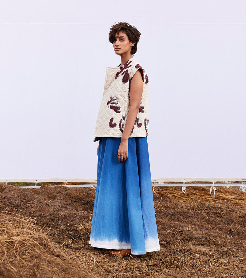 Hazel vest jacket cotton by Khara Kapas in white for women Worldwide