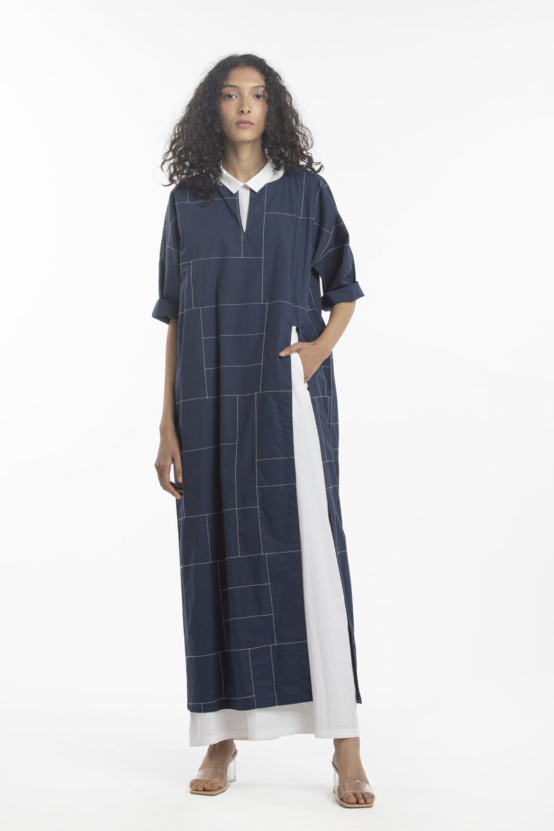 HIGH SLIT DRESS CO-ORD- NAVY by THREE for women Worldwide