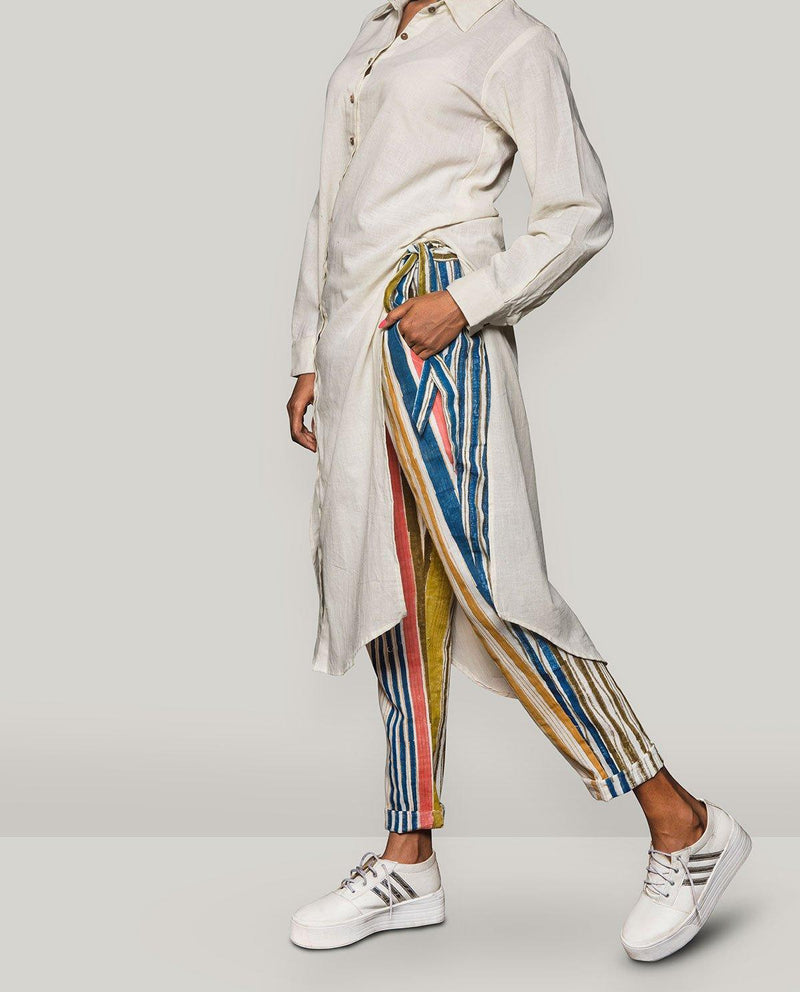 HIGH SLIT SHIRT WITH KNOTTED PANTS (2PC SET) by Rias for women Worldwide