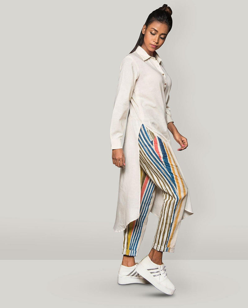 HIGH SLIT SHIRT WITH KNOTTED PANTS (2PC SET) by Rias for women Worldwide