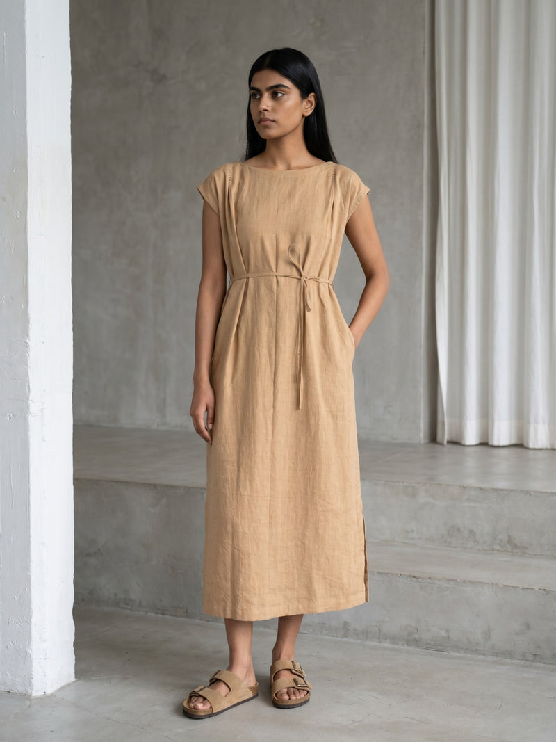 Erna Sand Beige Dress hemploop, lyocell dress by Doodlage in beige for women Worldwide