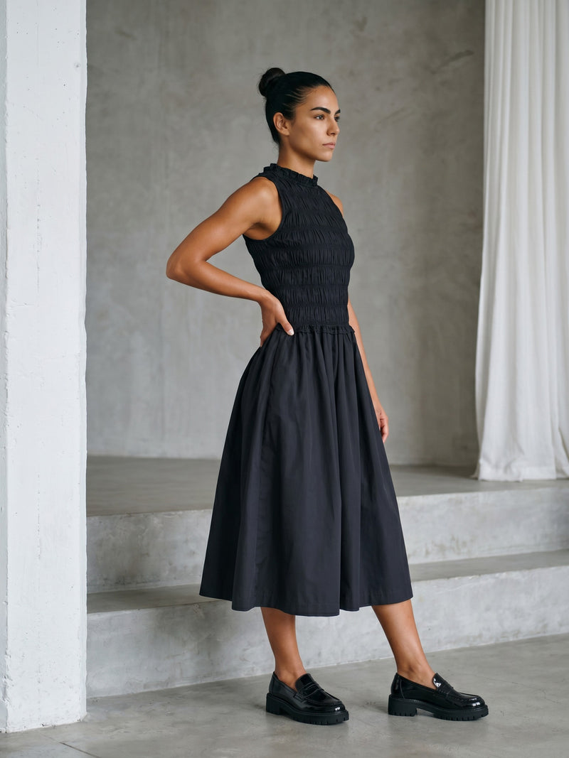 Midsummer Black Dress poplin dress by Doodlage in black for women Worldwide