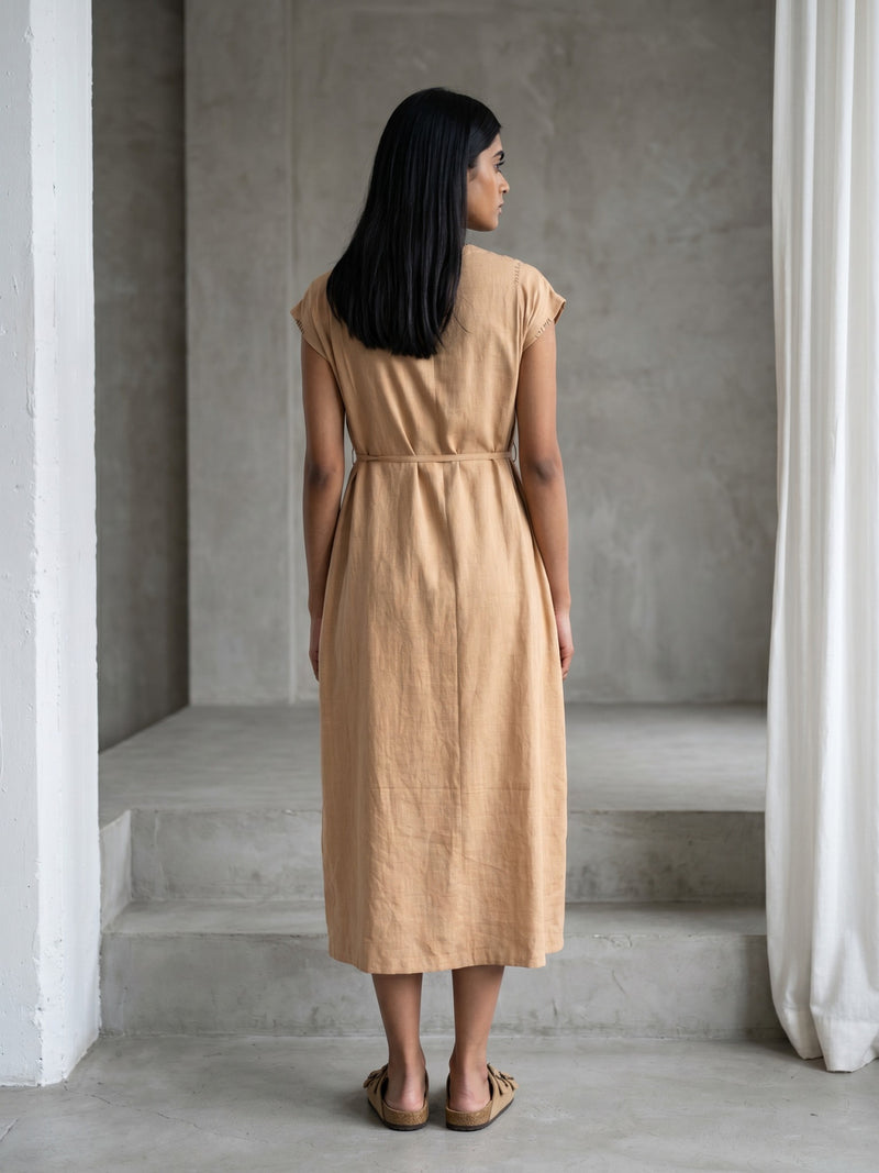 Erna Sand Beige Dress hemploop, lyocell dress by Doodlage in beige for women Worldwide