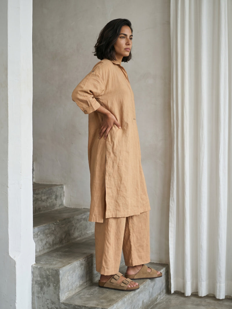 Blake Sand Beige Tunic hemploop, lyocell tunics/kaftan by Doodlage in beige for women Worldwide